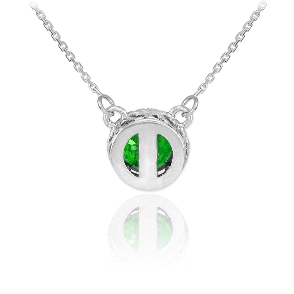 14K Gold Diamond Emerald Necklace, view 3