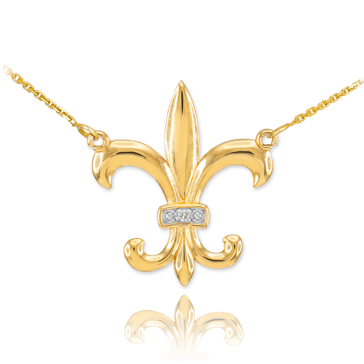 14K Gold Diamond Fleur-de-Lis Necklace
