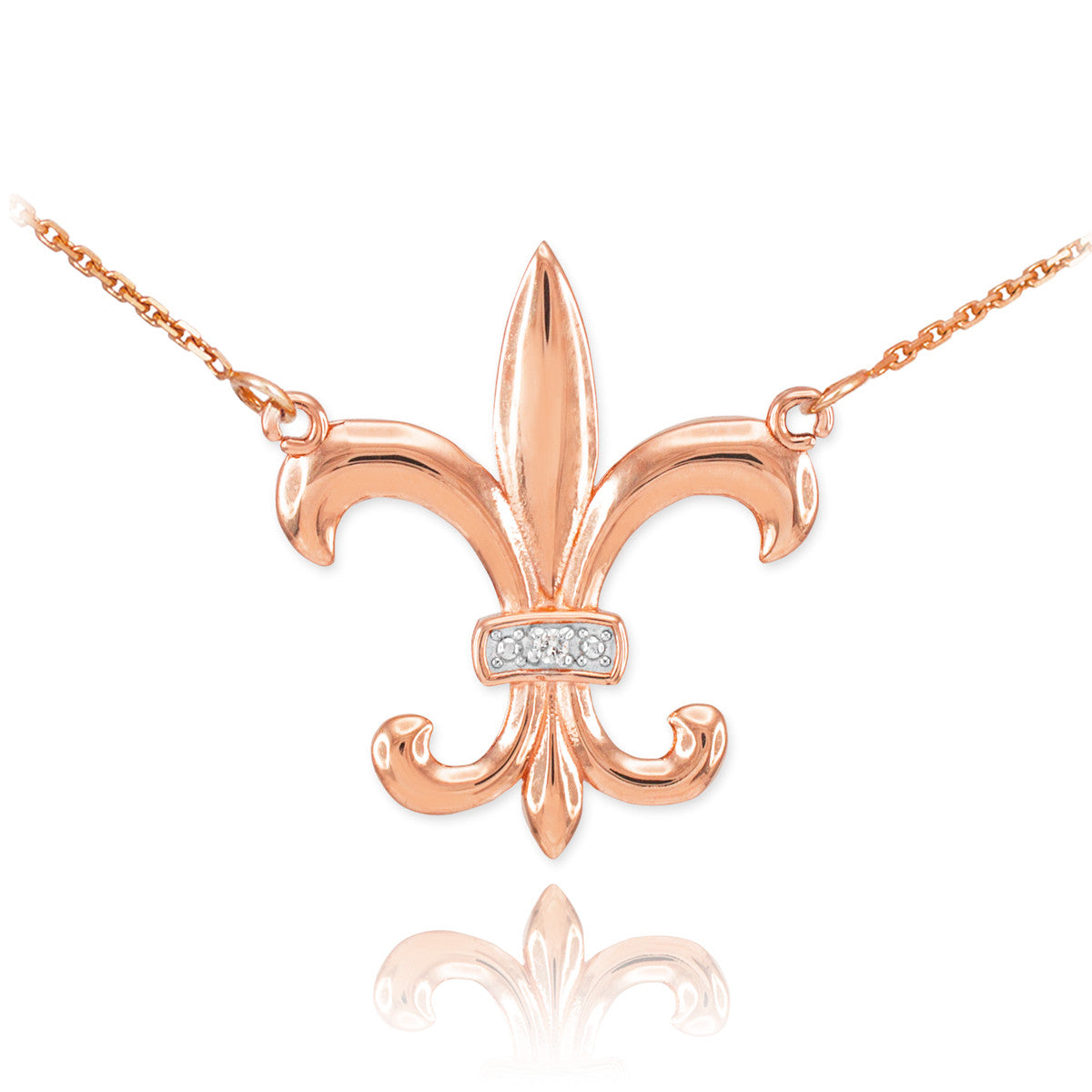 14K Gold Diamond Fleur-de-Lis Necklace, view 2