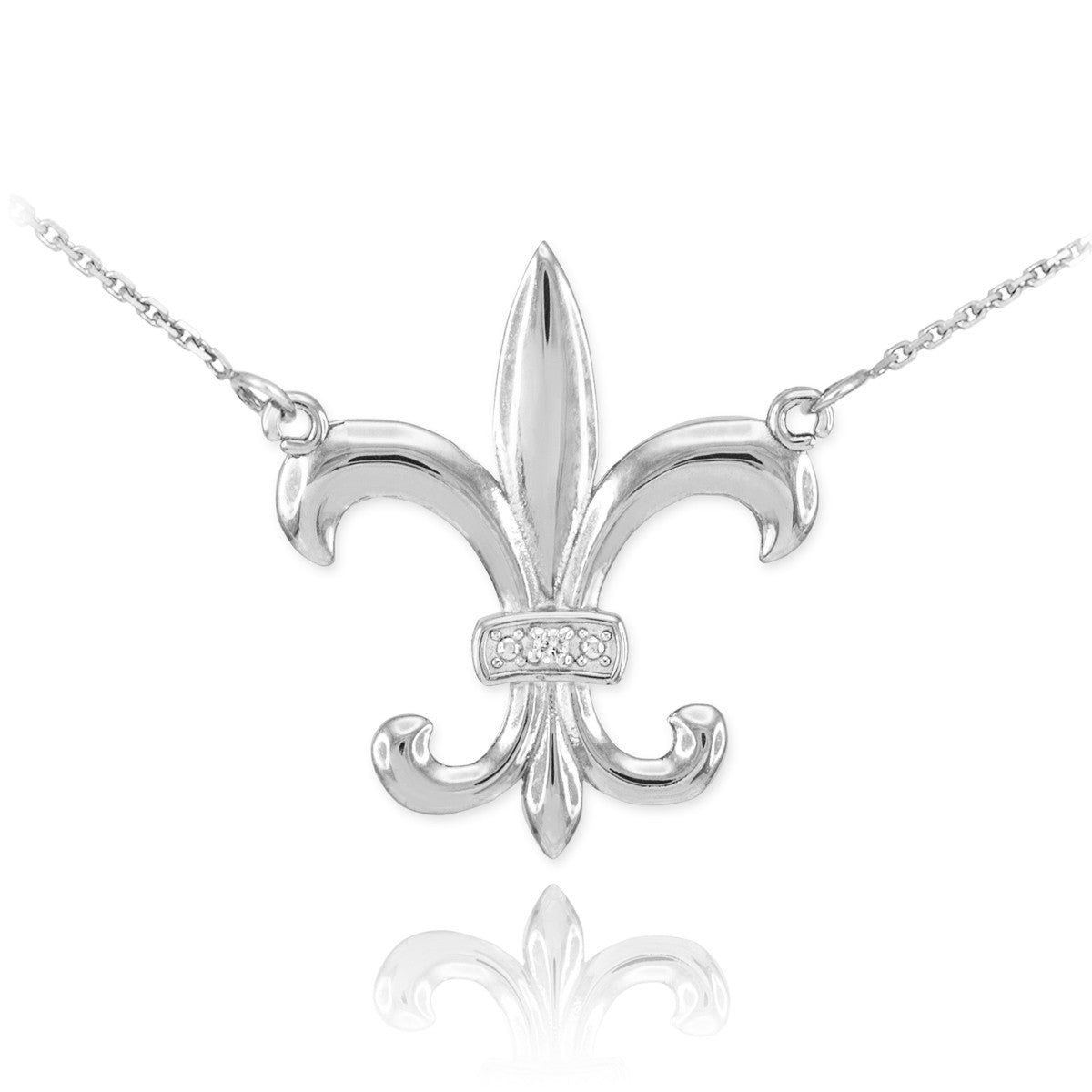 14K Gold Diamond Fleur-de-Lis Necklace, view 3