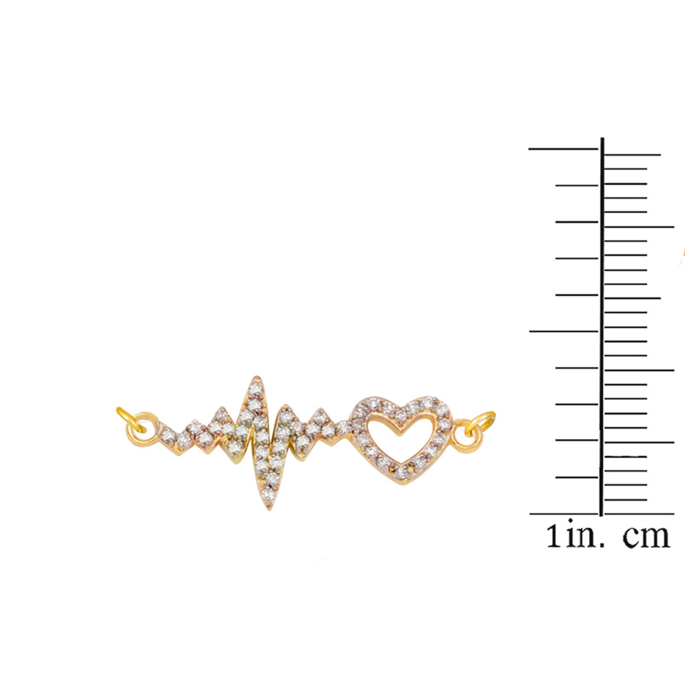 14K Gold Diamond Heartbeat Pulse EKG Pendant Necklace, view 2
