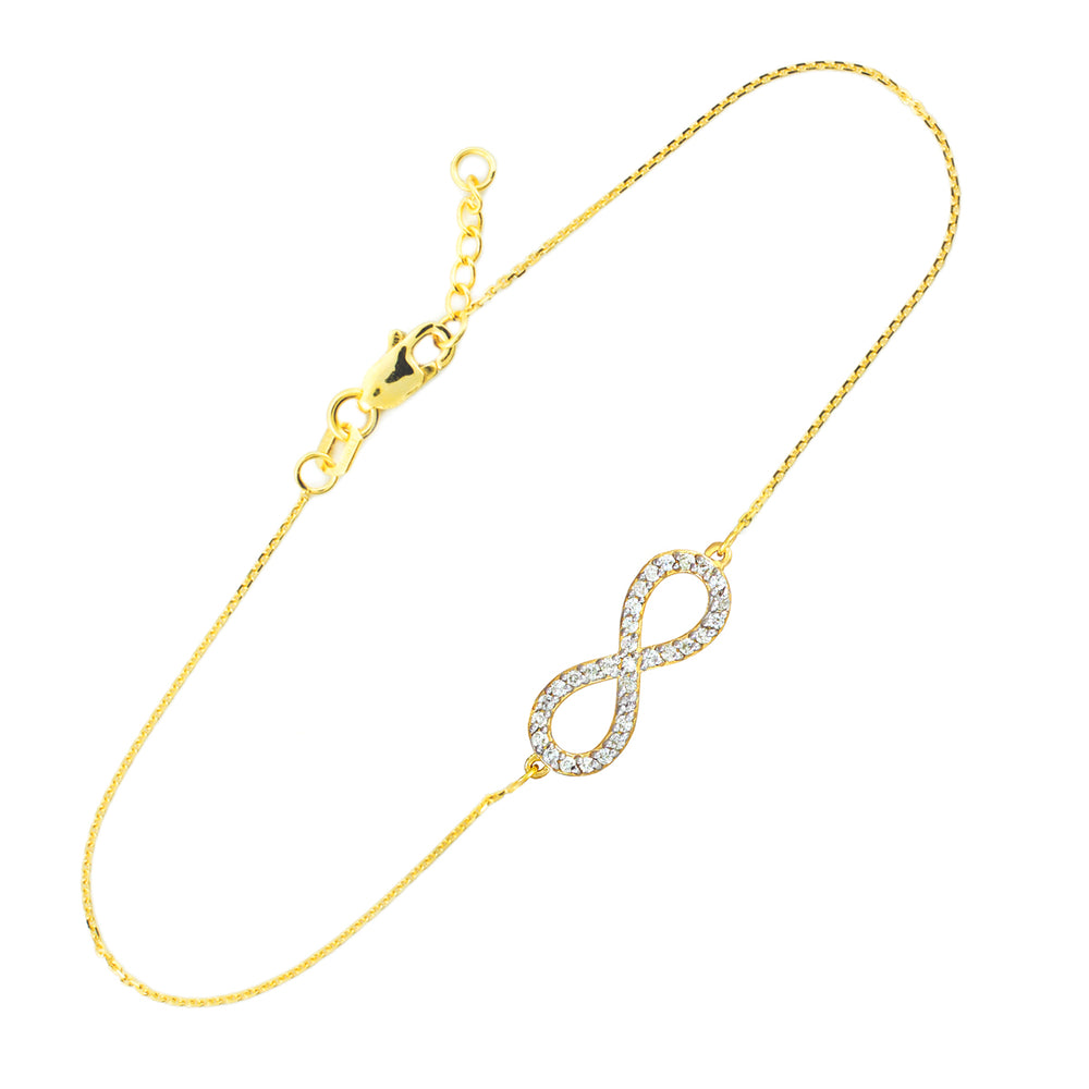 14K Gold Diamond Infinity Bracelet — Height: 0.8