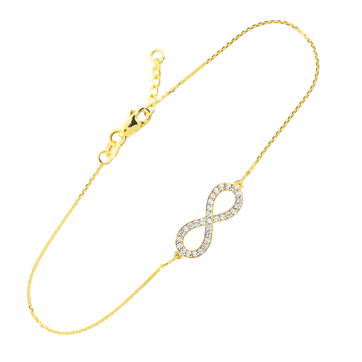 14K Gold Diamond Infinity Bracelet — Height: 0.8