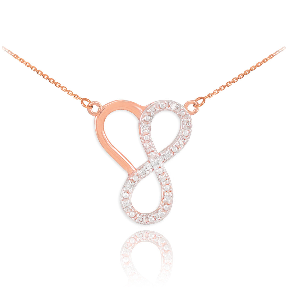 14K Gold Diamond Infinity Heart Pendant Necklace, view 2