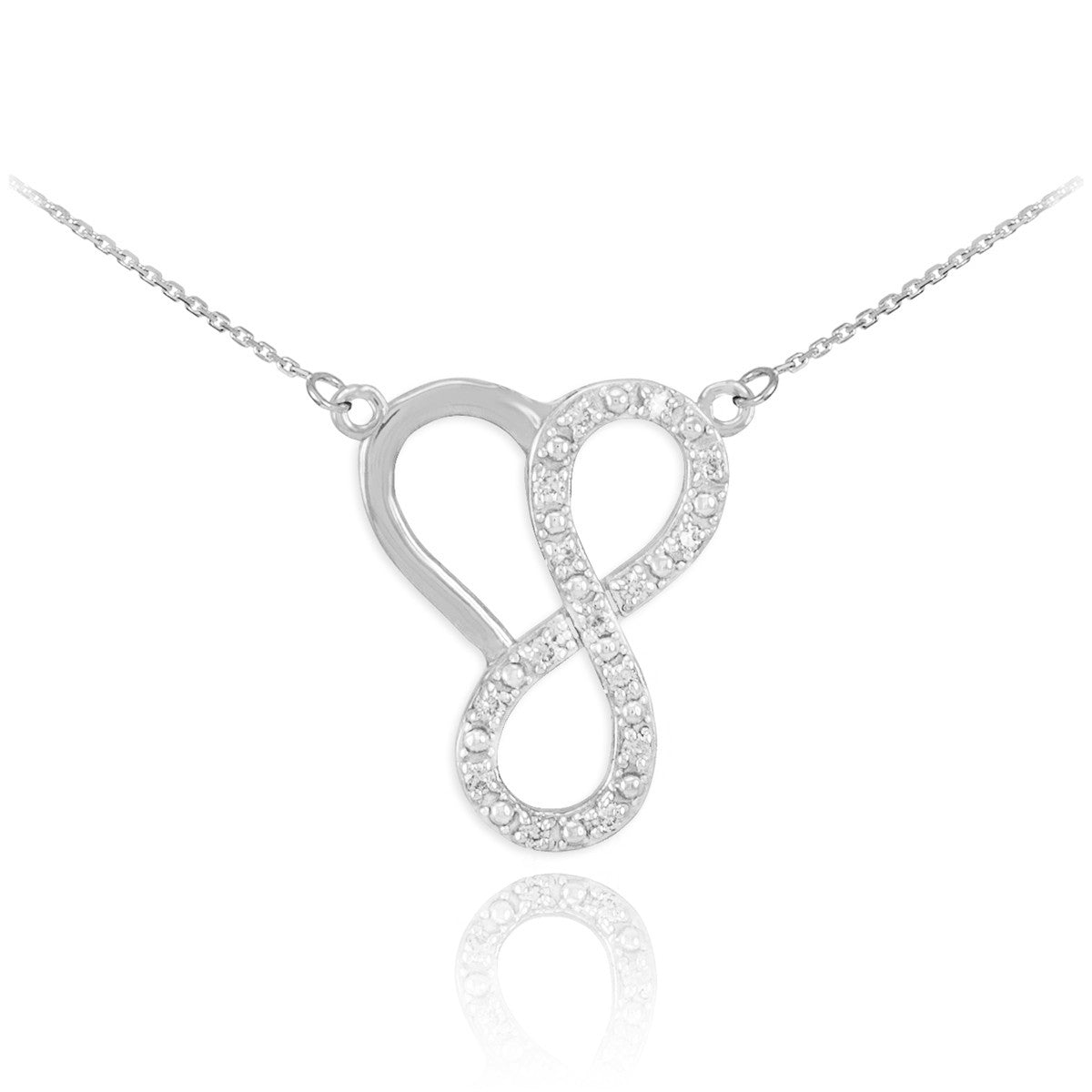 14K Gold Diamond Infinity Heart Pendant Necklace, view 3