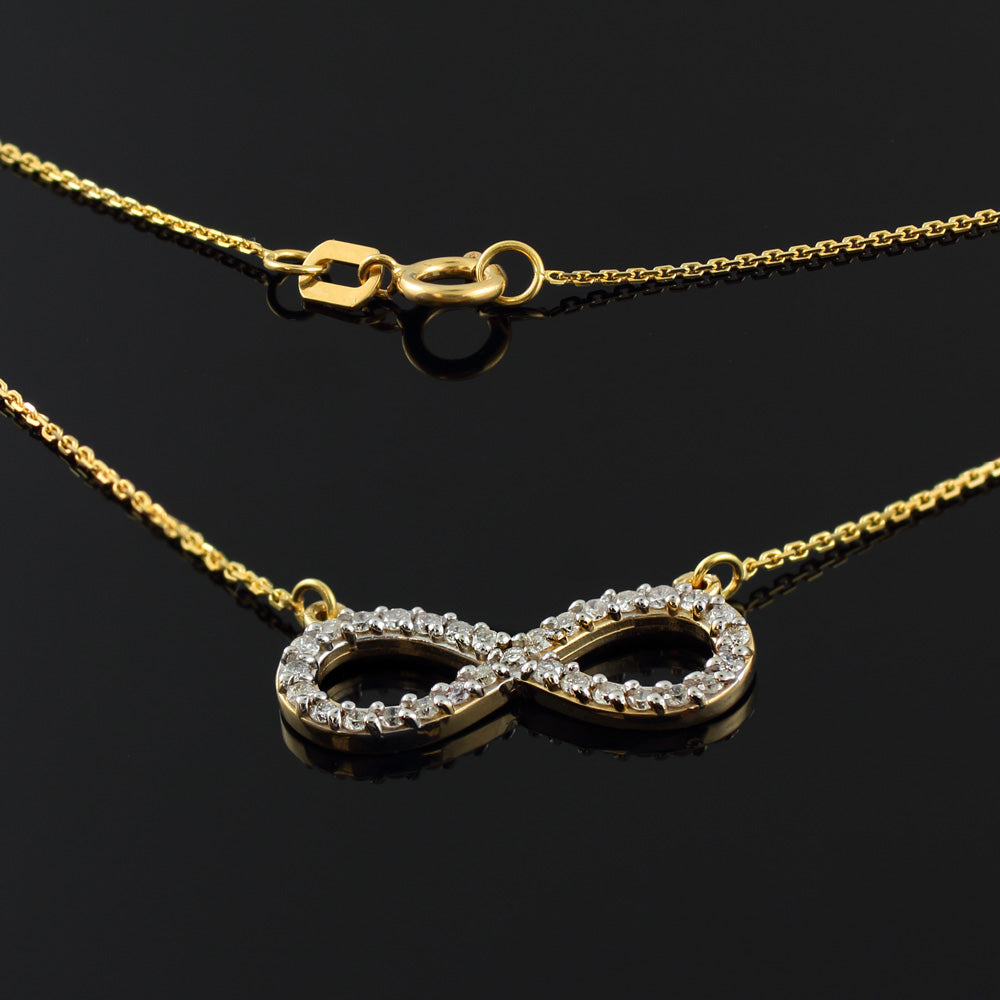 14K Gold Diamond Infinity Pendant Necklace, view 2