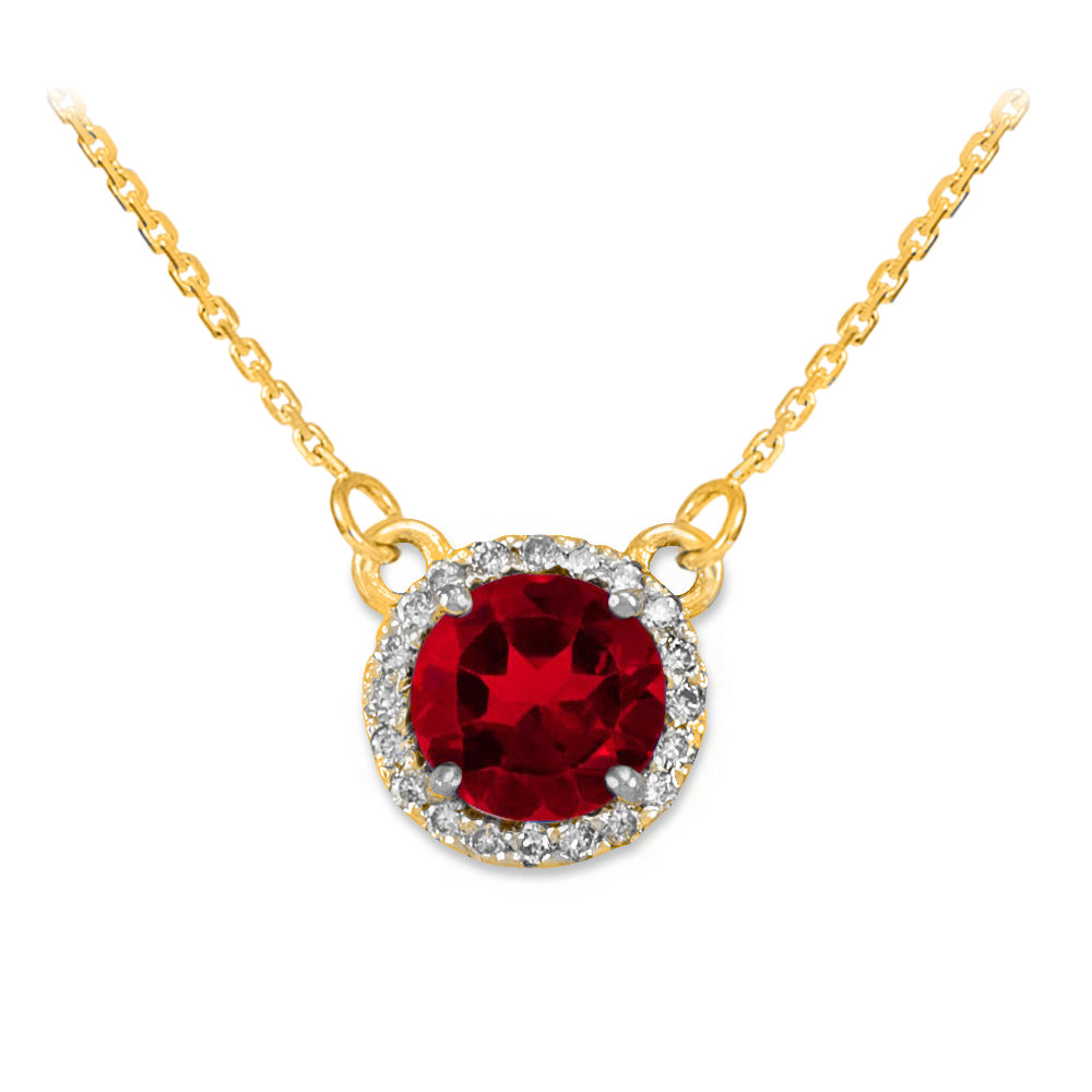 14K Gold Diamond Ruby Necklace
