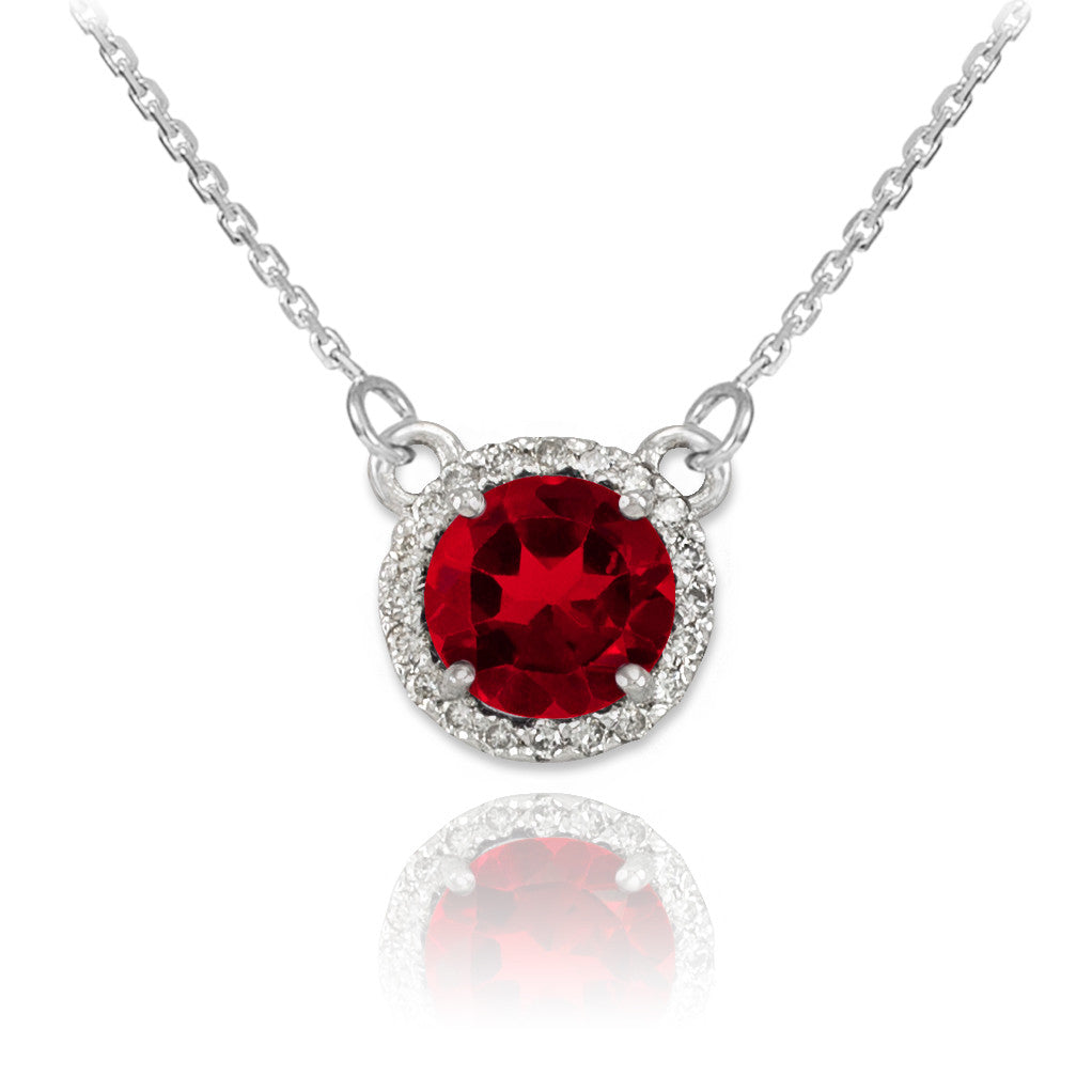 14K Gold Diamond Ruby Necklace, view 2