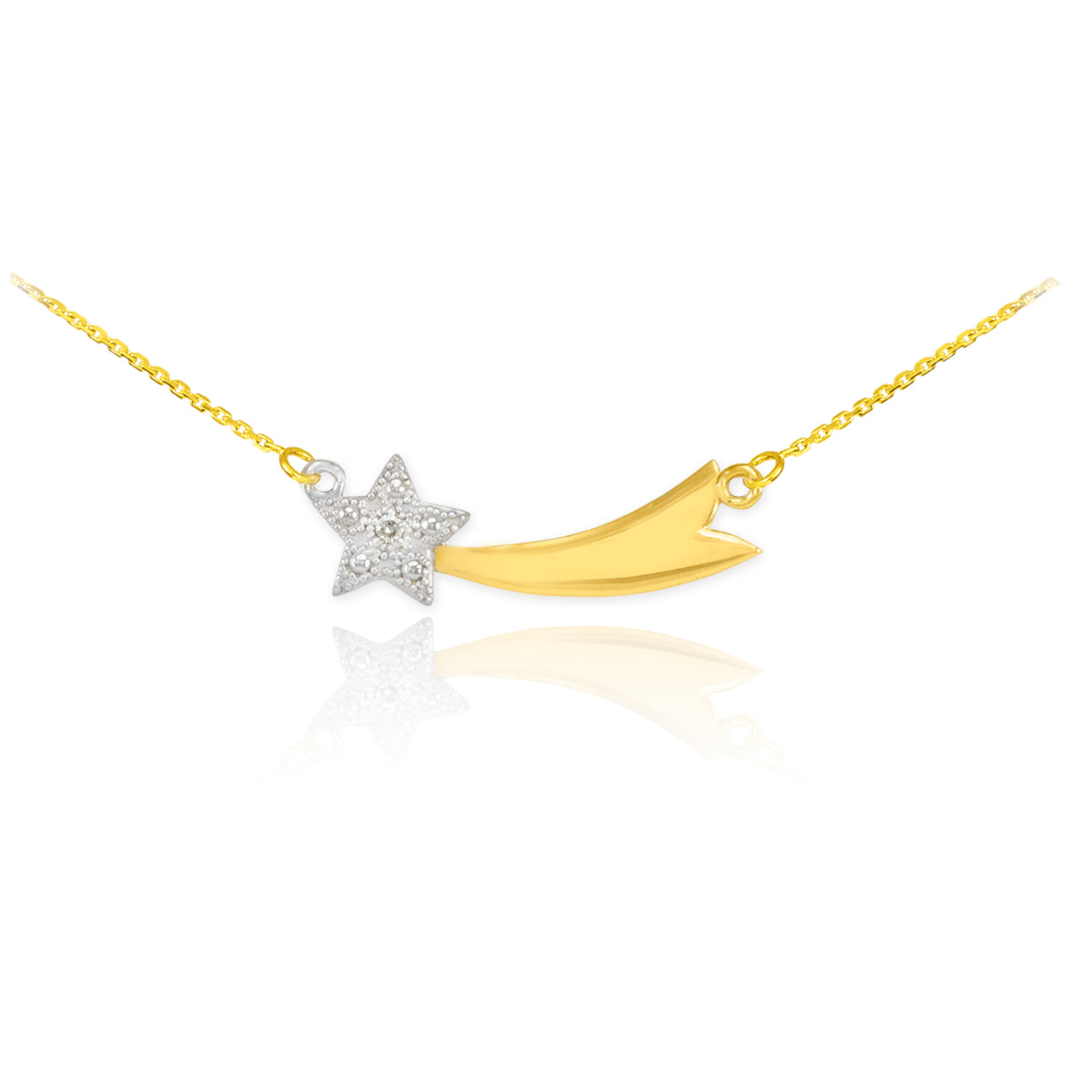 14K Gold Diamond Studded Shooting Star Necklace