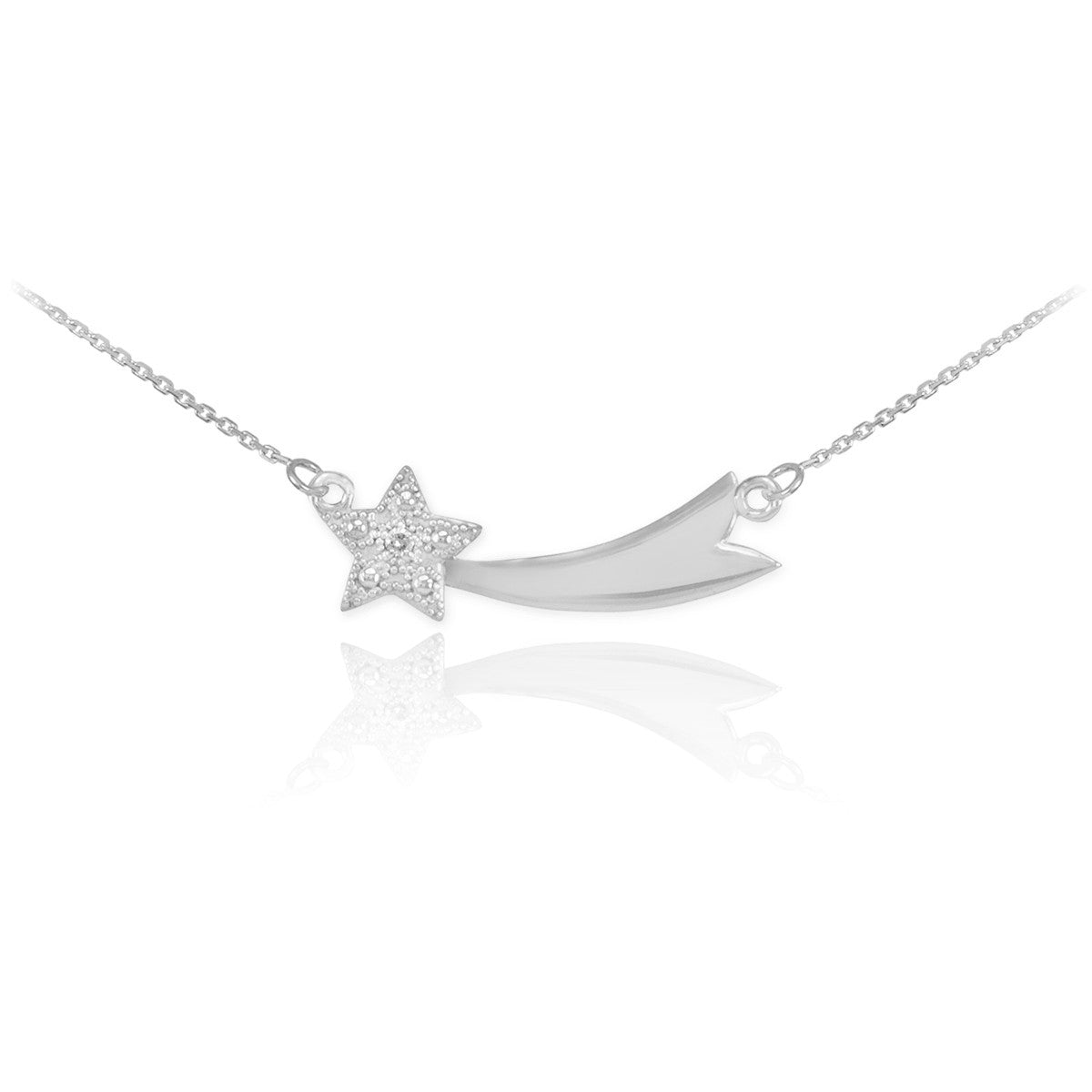 14K Gold Diamond Studded Shooting Star Necklace, view 3