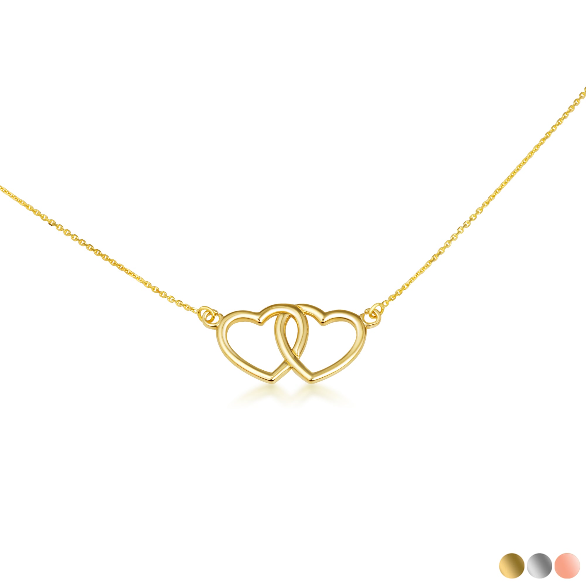 14K Gold Double Heart Necklace