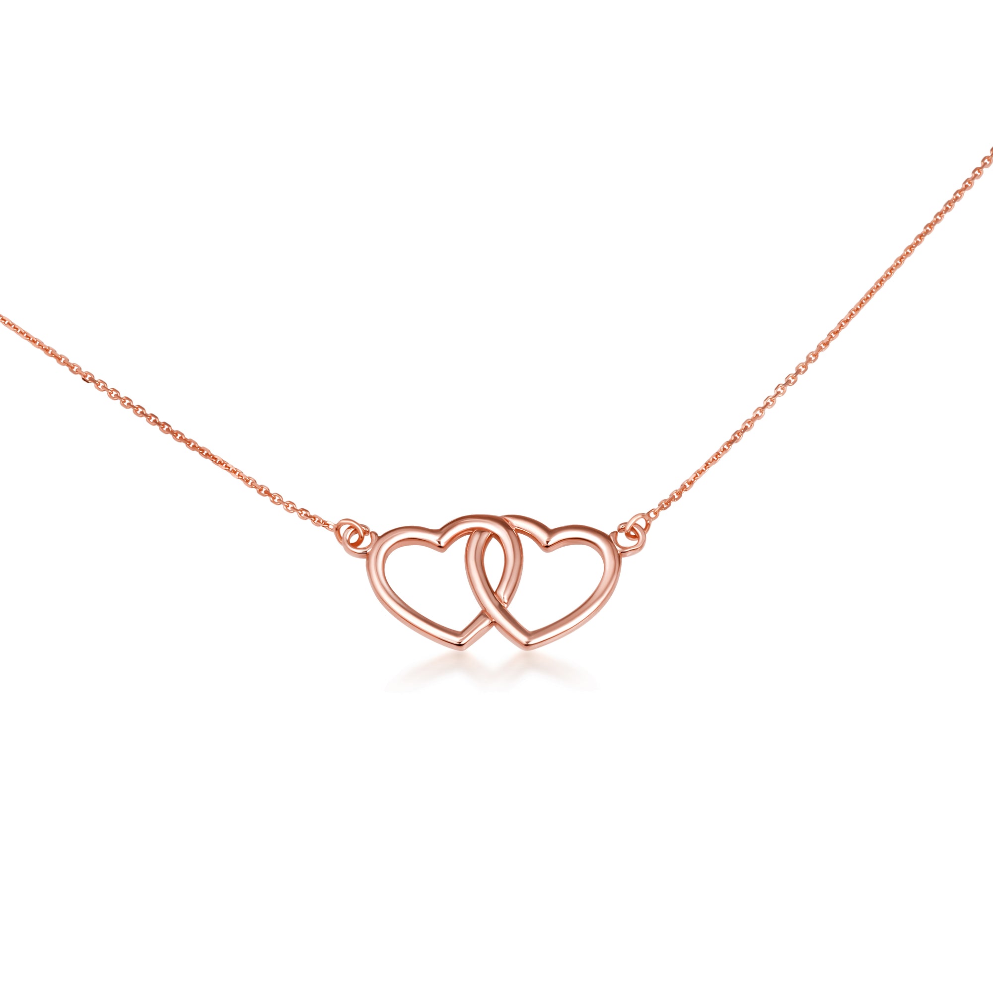 14K Gold Double Heart Necklace, view 5