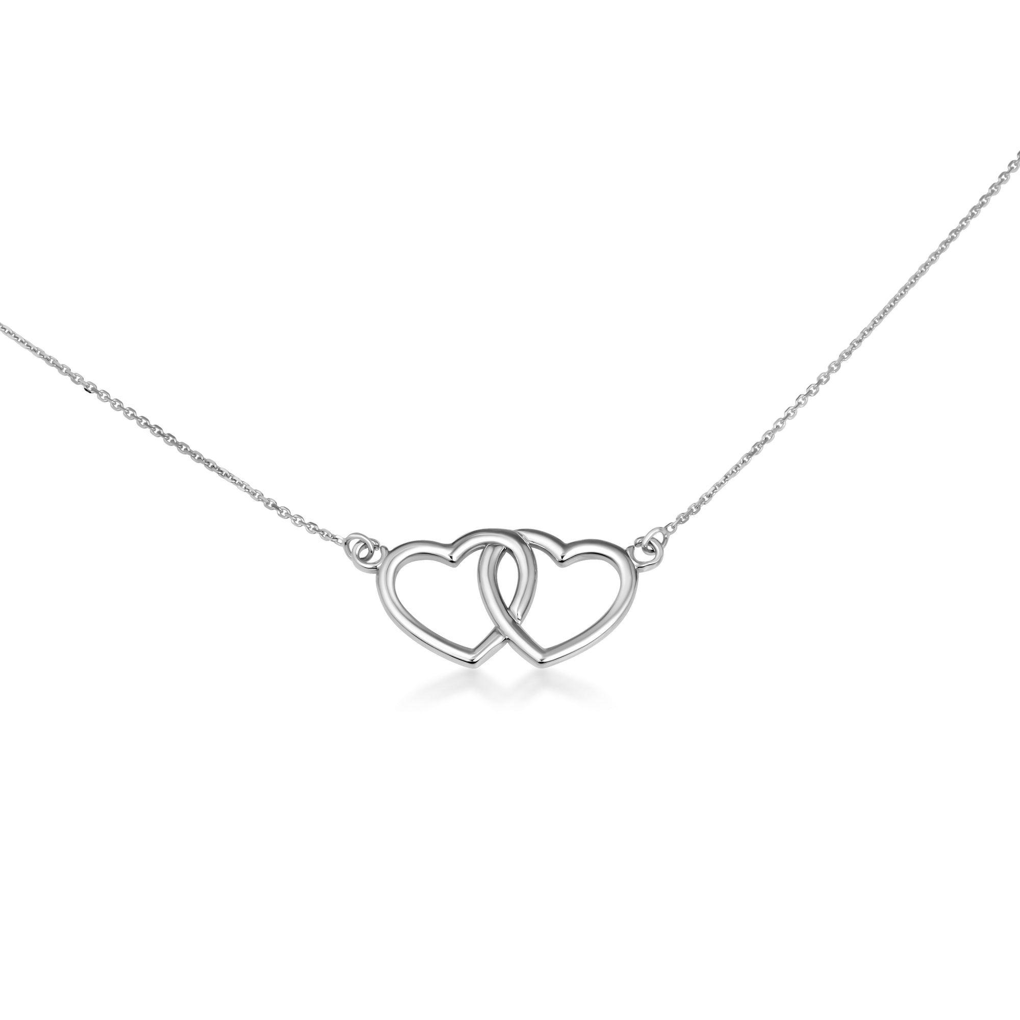 14K Gold Double Heart Necklace, view 6