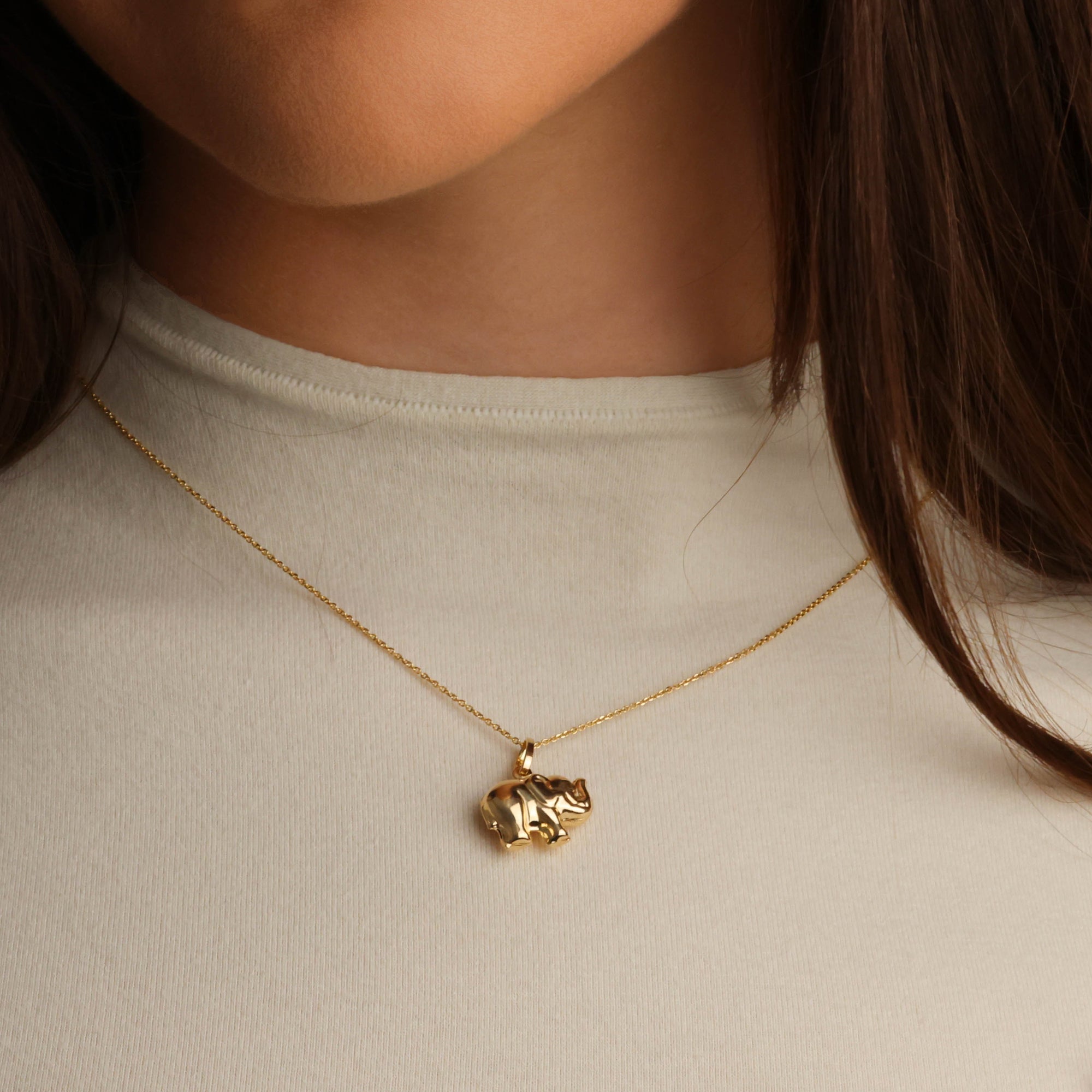 14K Gold Elephant Lucky Necklace, view 2