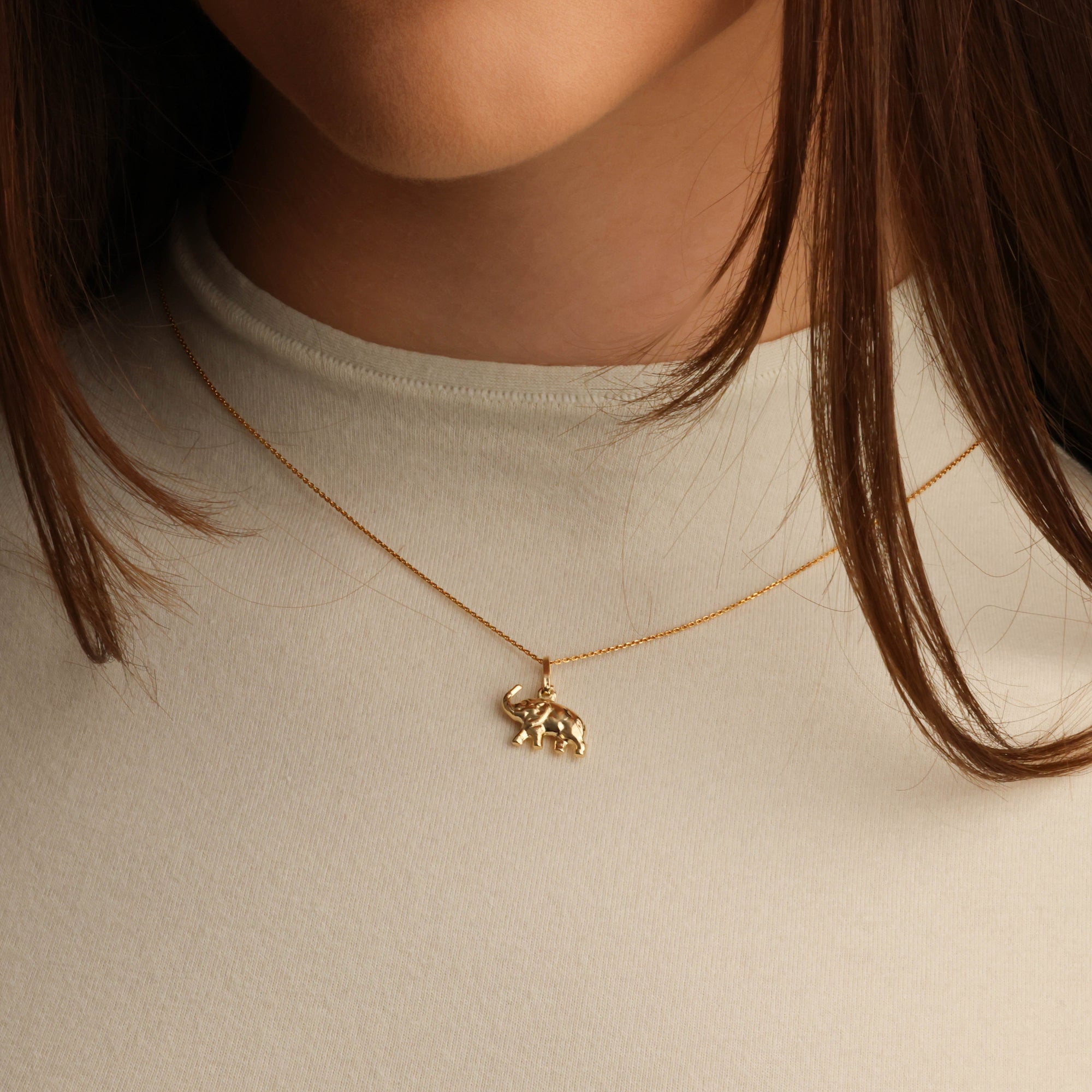 14K Gold Elephant Necklace, view 2
