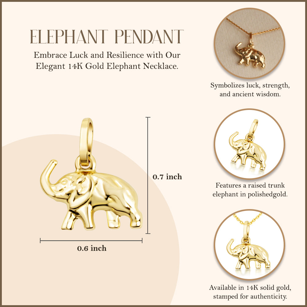 14K Gold Elephant Necklace, view 3