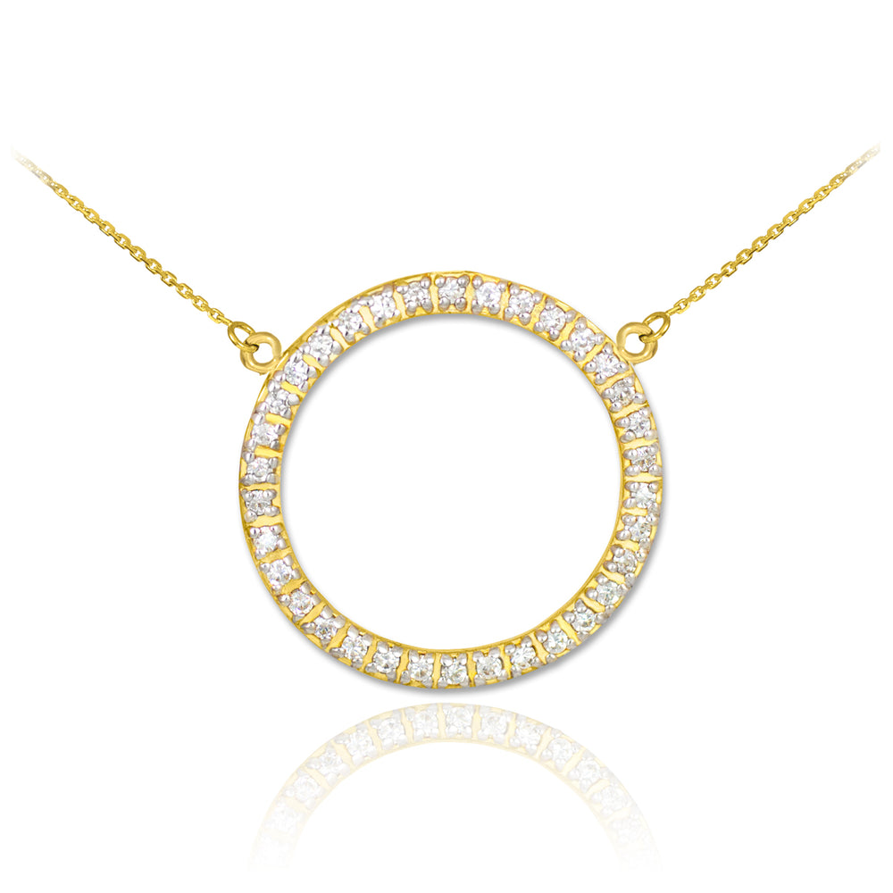14K Gold Eternity Circle of Life Diamond Necklace