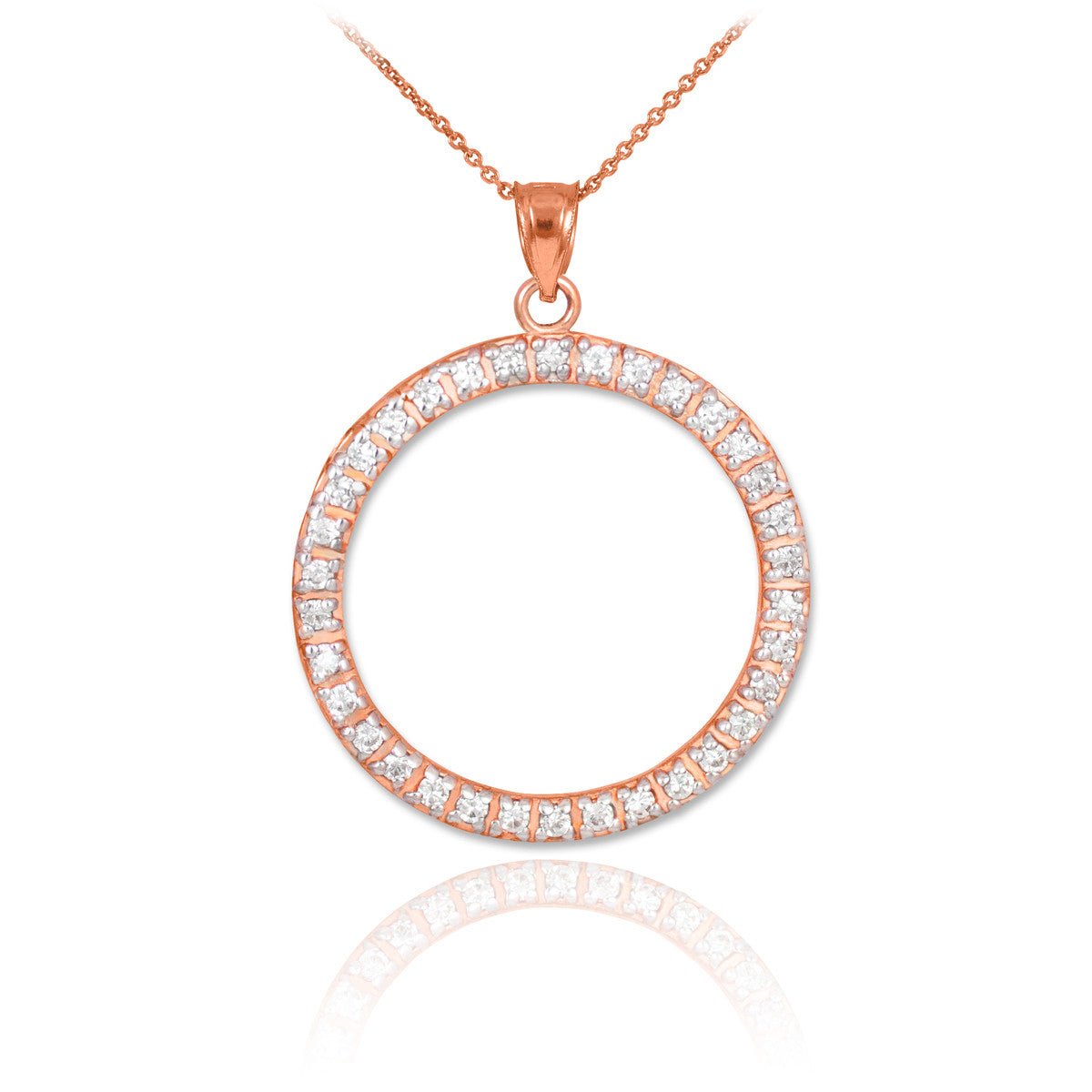 14K Gold Eternity Circle of Life Diamond Pendant Necklace, view 2