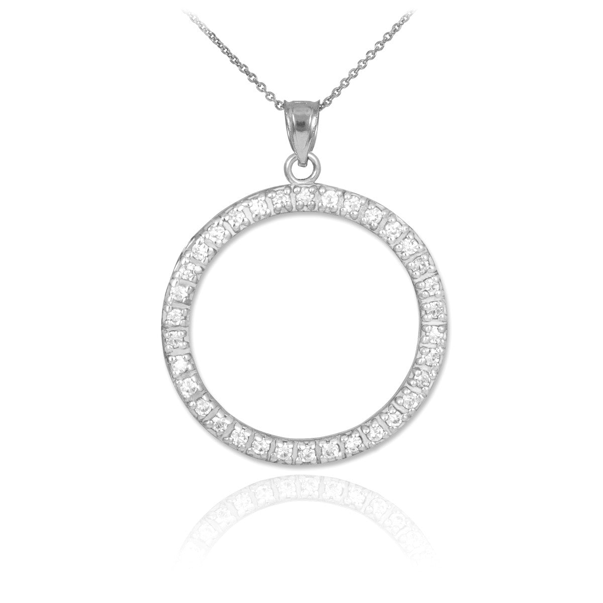 14K Gold Eternity Circle of Life Diamond Pendant Necklace, view 3