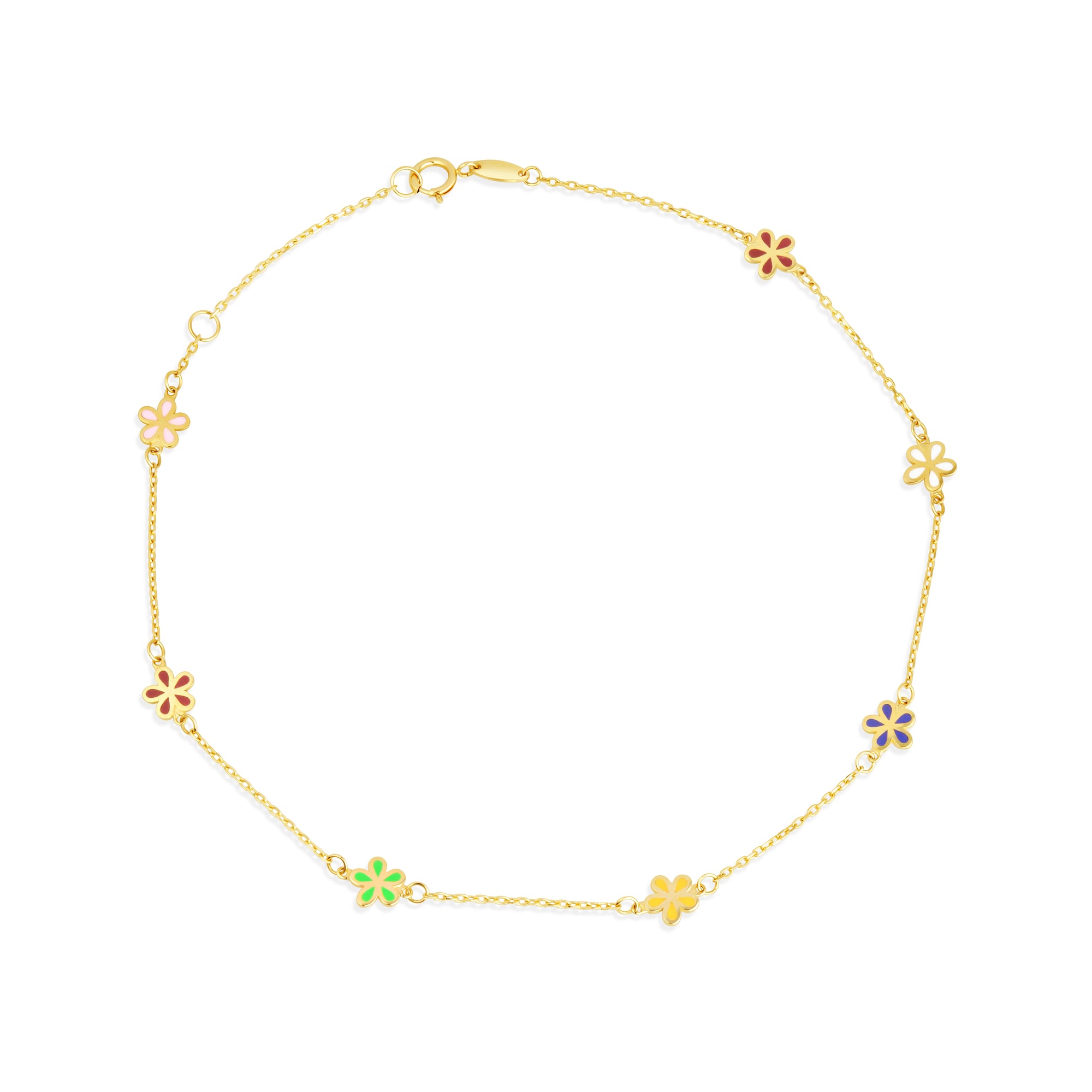 14K Gold Flower Anklet
