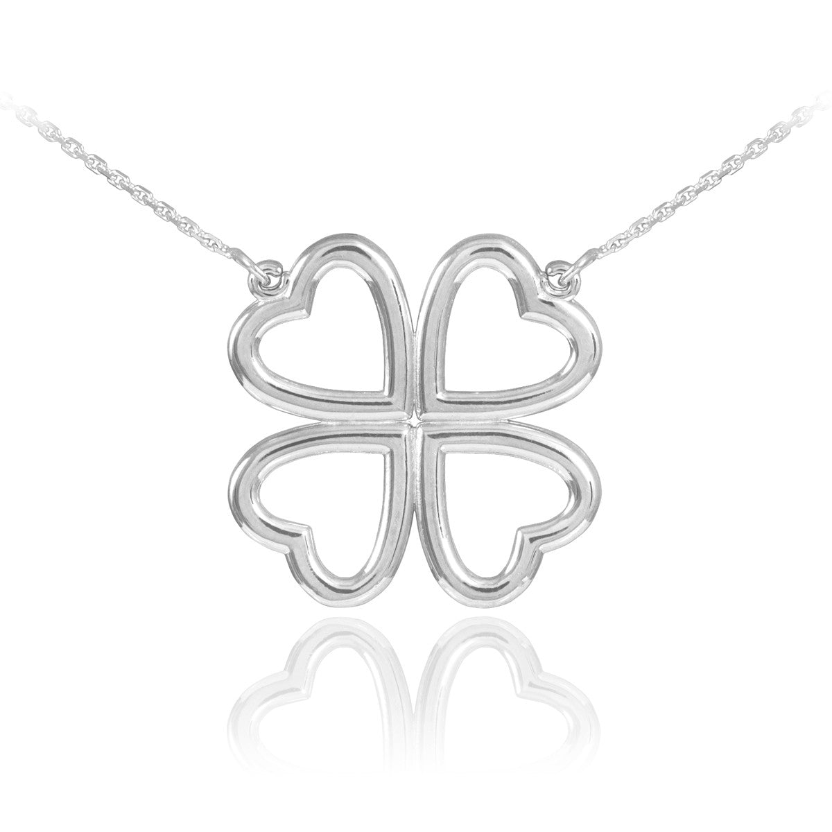 14K Gold Four Leaf Heart Clover Lucky Charm Necklace, view 5