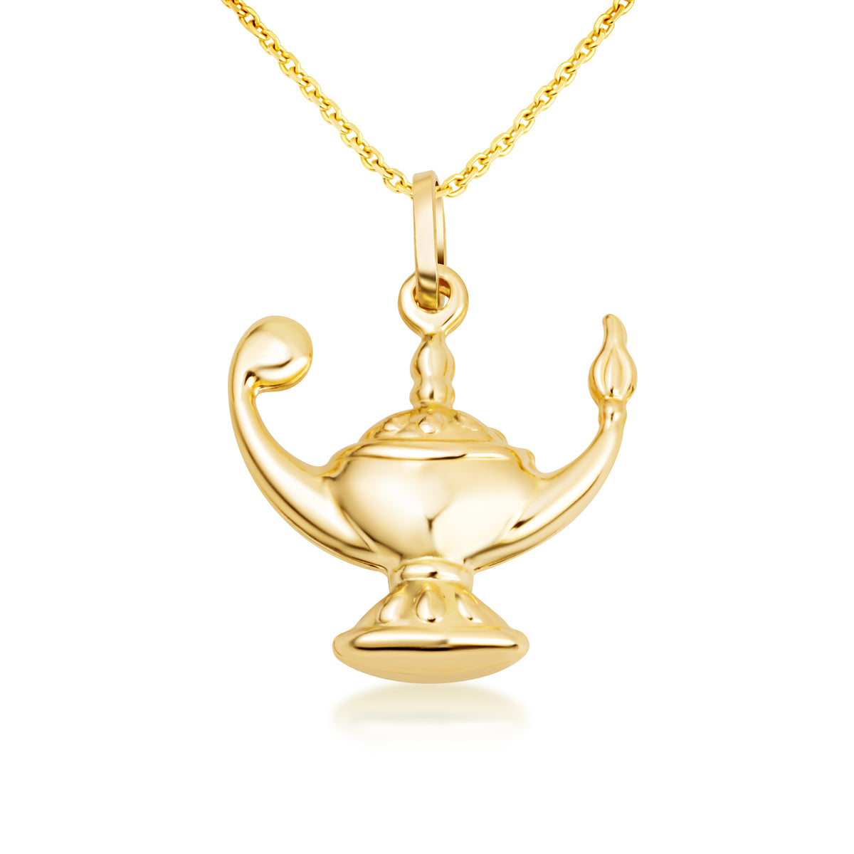 14K Gold Genie Lamp Necklace, view 4
