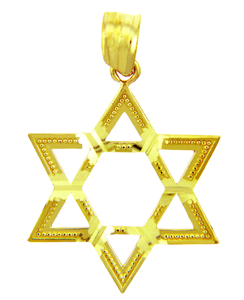 14K Gold Gleaming Star of David Pendant