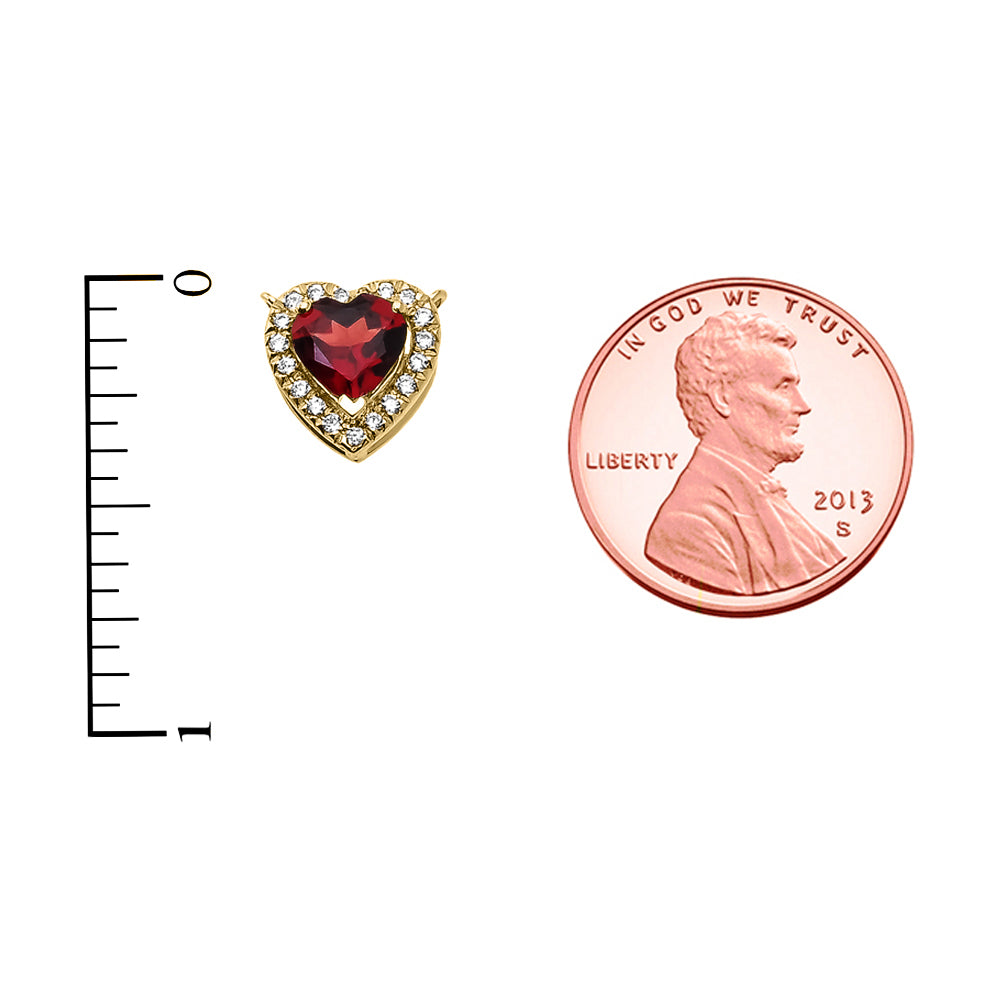 14K Gold Heart Birthstone And Diamond Pendant Necklace, view 2