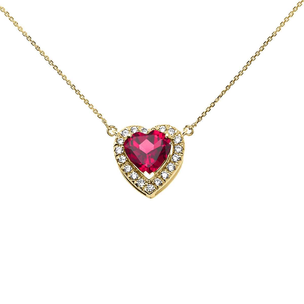 14K Gold Heart Birthstone And Diamond Pendant Necklace, view 8