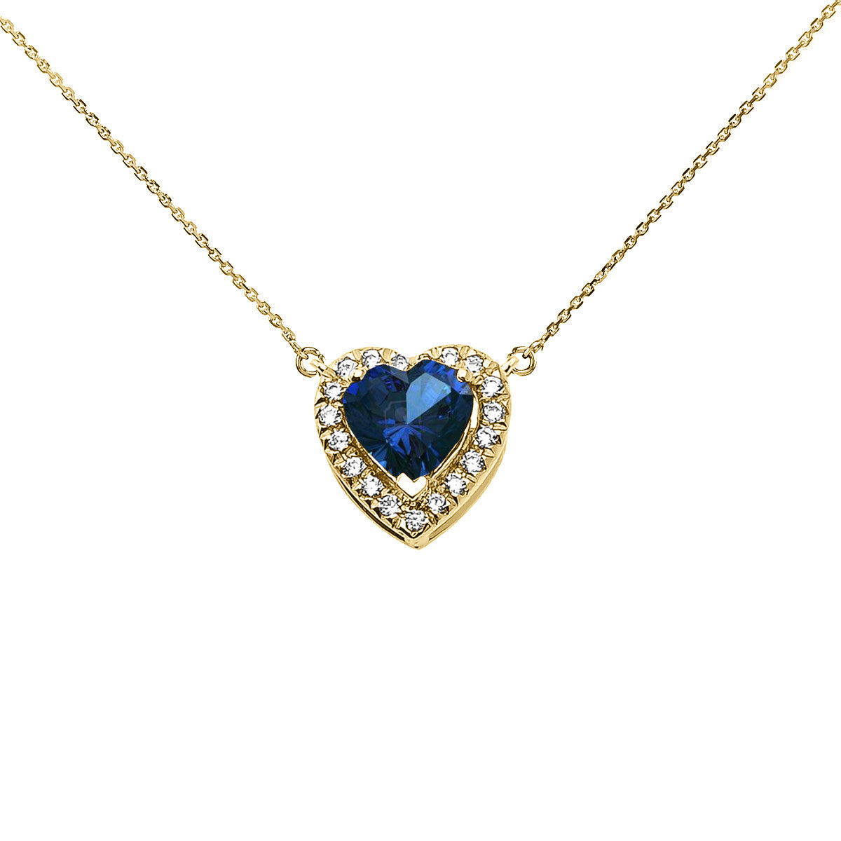 14K Gold Heart Birthstone And Diamond Pendant Necklace, view 10