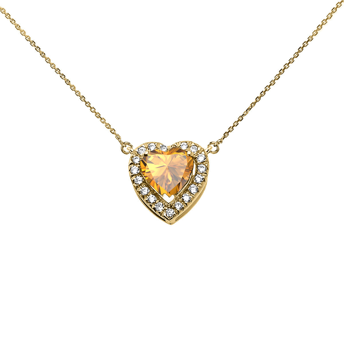 14K Gold Heart Birthstone And Diamond Pendant Necklace, view 12
