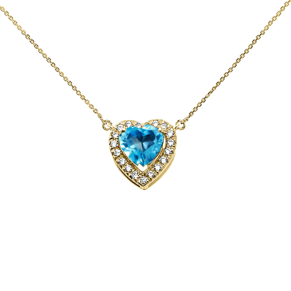 14K Gold Heart Birthstone And Diamond Pendant Necklace, view 13