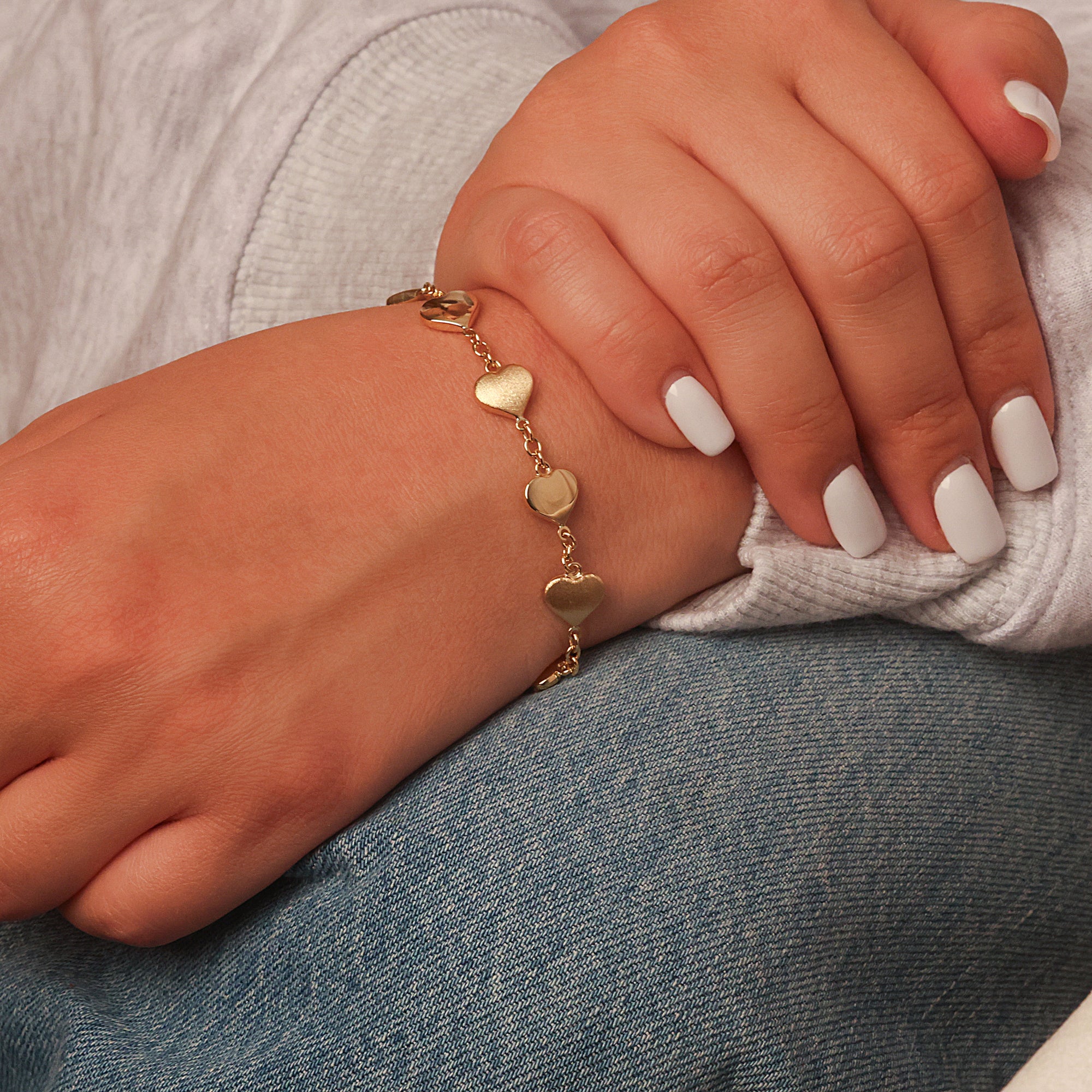 14K Gold Heart Bracelet, view 2