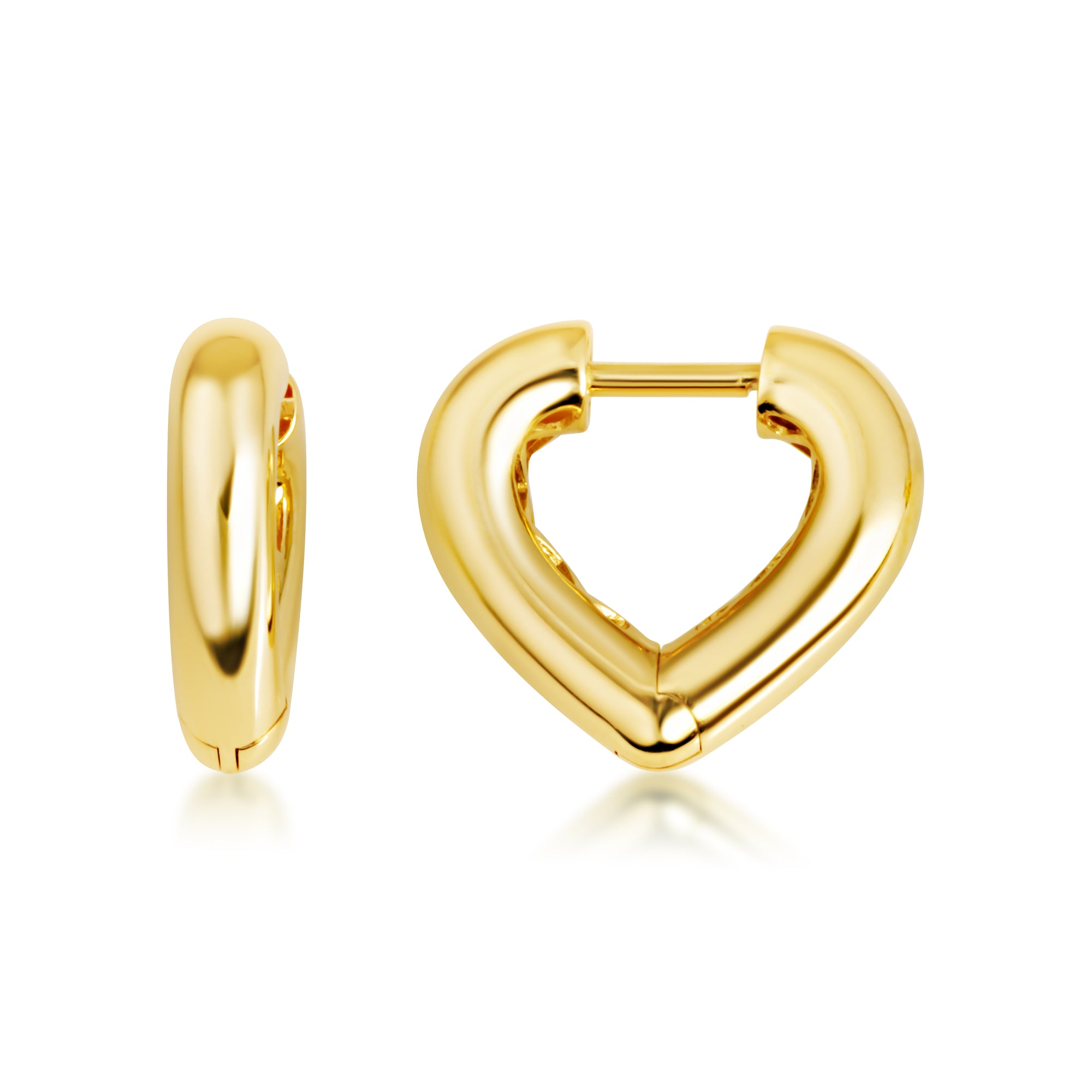 14K Gold Heart Hoop Earrings