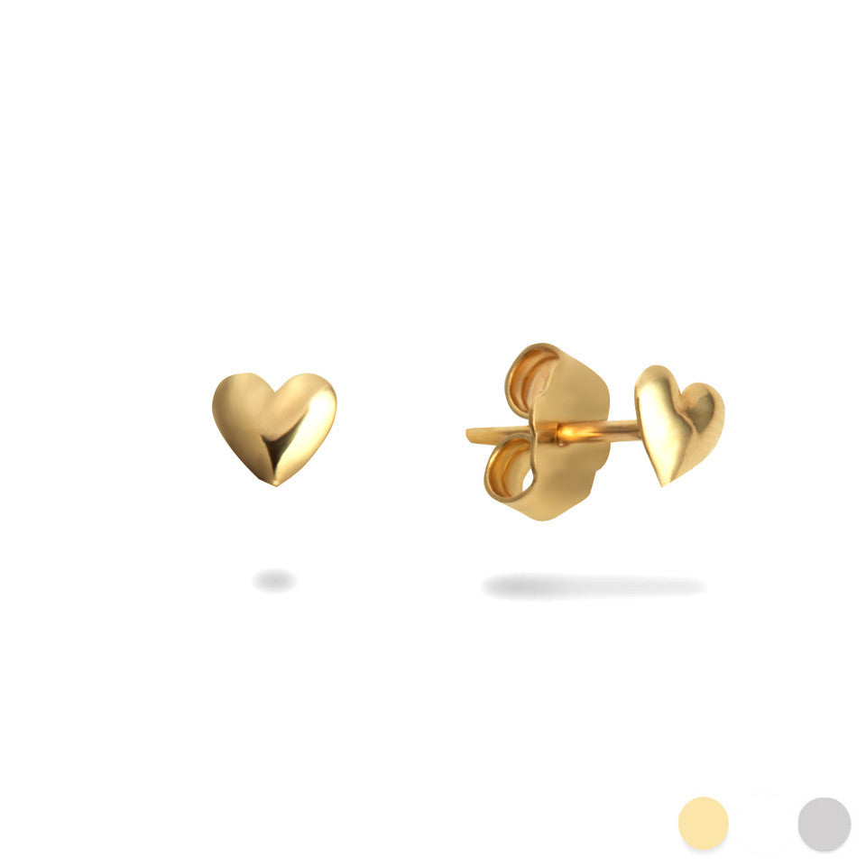 14K Gold Heart Love Stud Earrings