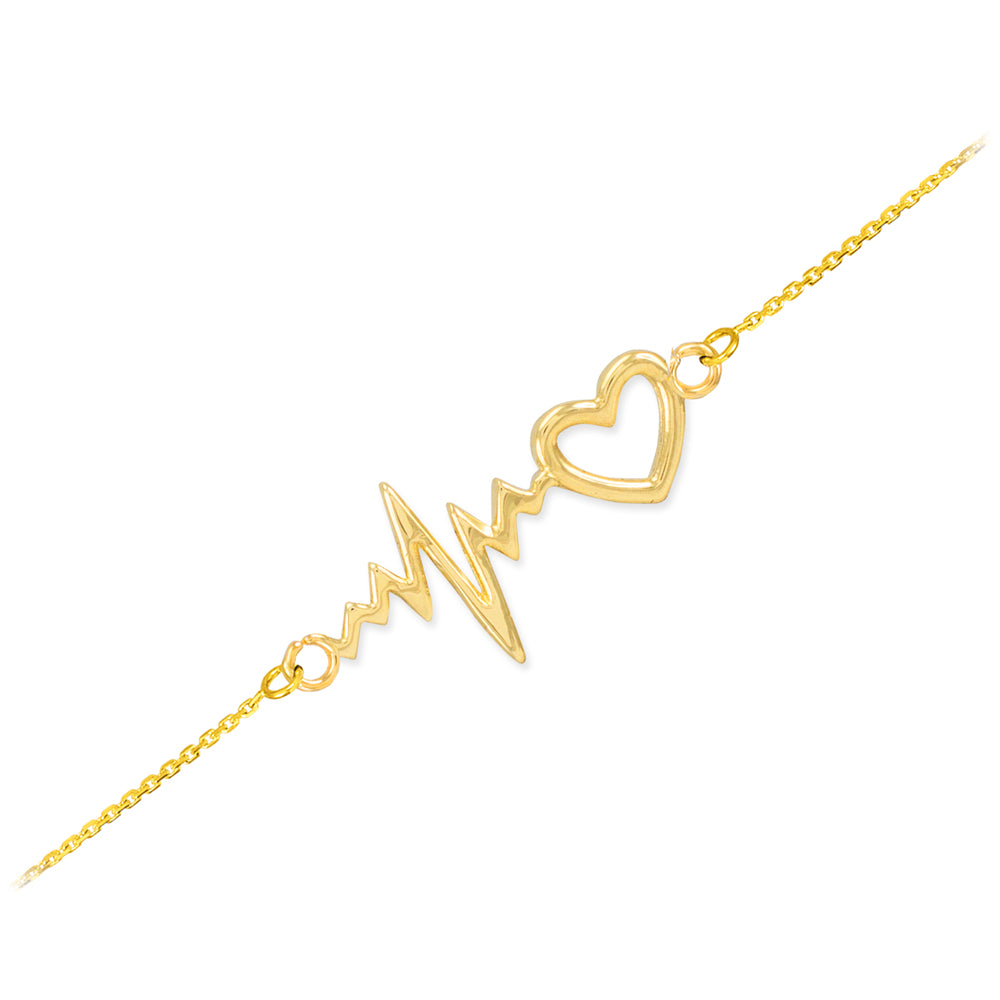 14K Gold Heartbeat Bracelet