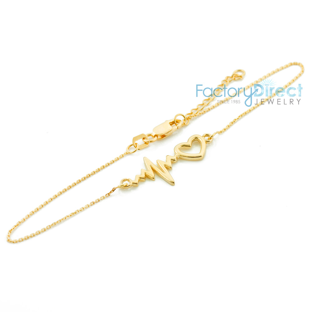 14K Gold Heartbeat Bracelet, view 2