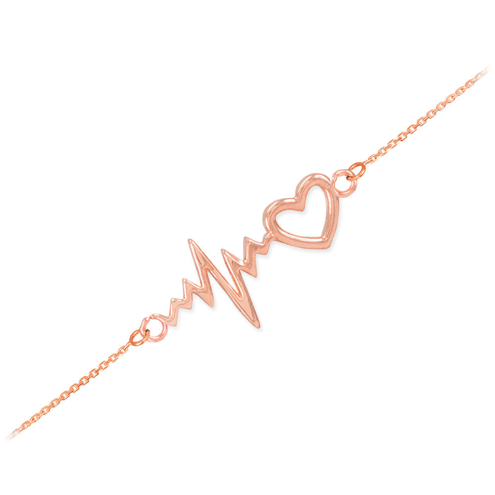 14K Gold Heartbeat Bracelet, view 3