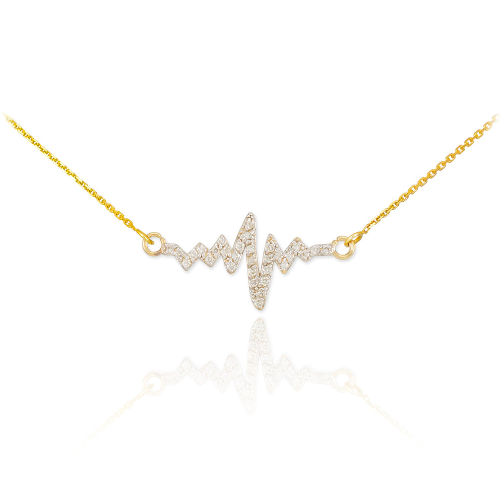 14K Gold Heartbeat Diamond Necklace