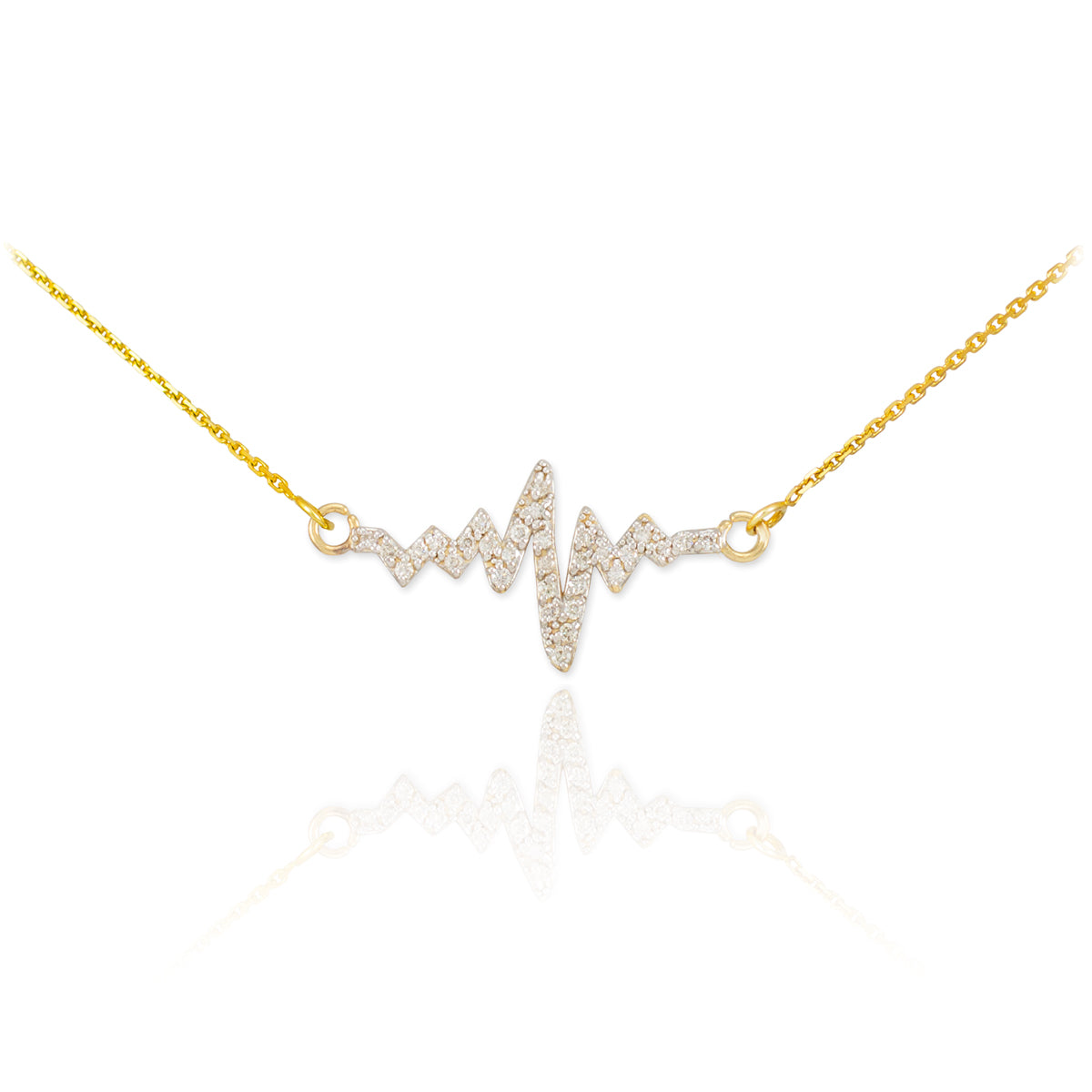 14K Gold Heartbeat Diamond Necklace