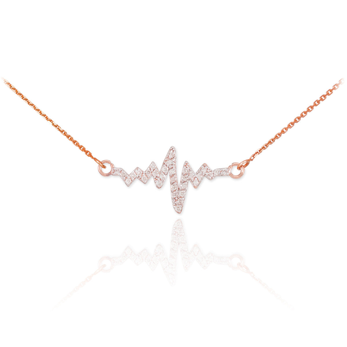 14K Gold Heartbeat Diamond Necklace, view 2