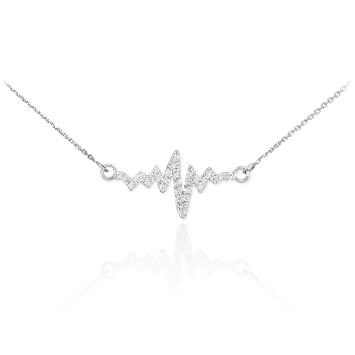 14K Gold Heartbeat Diamond Necklace, view 3