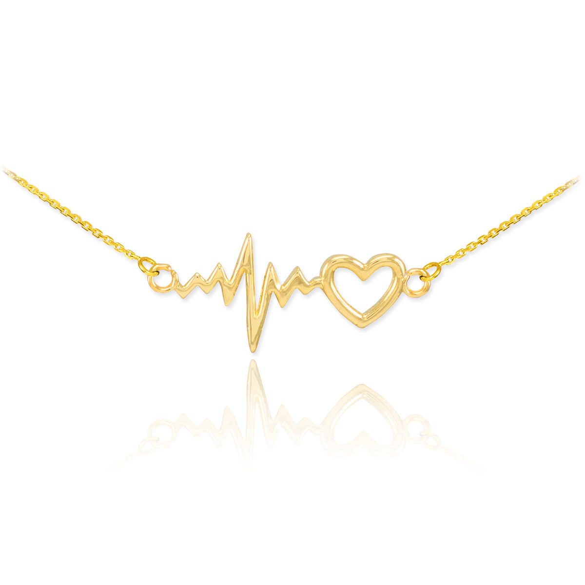 14K Gold Heartbeat Necklace