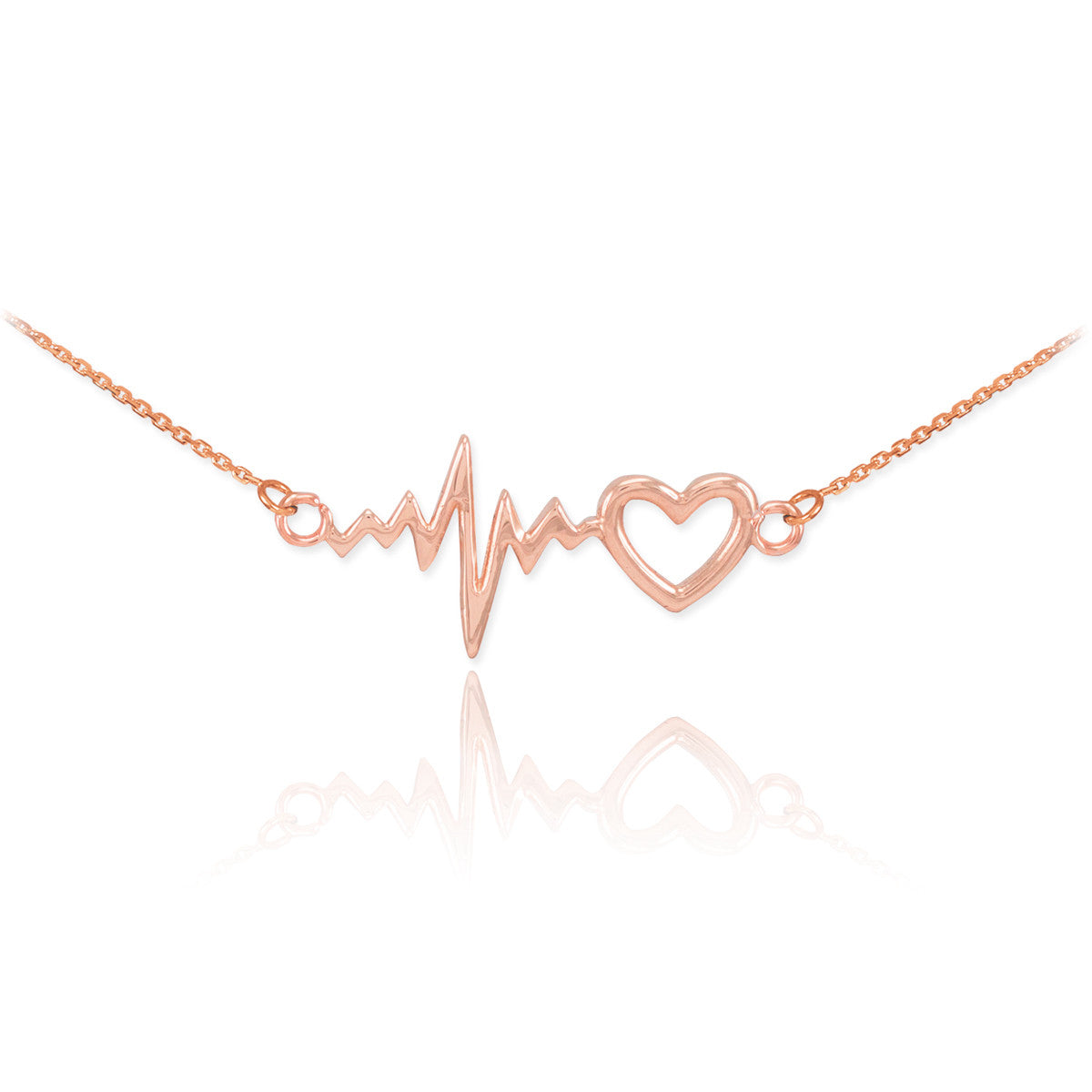 14K Gold Heartbeat Necklace, view 2