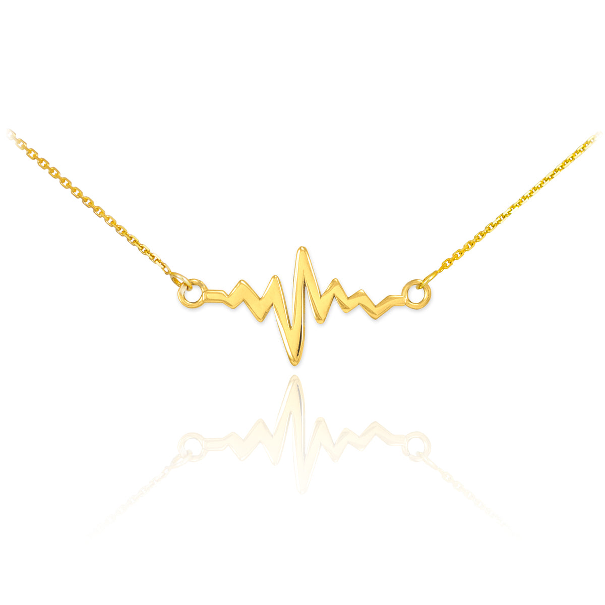 14K Gold Heartbeat Necklace — Width: 0.71
