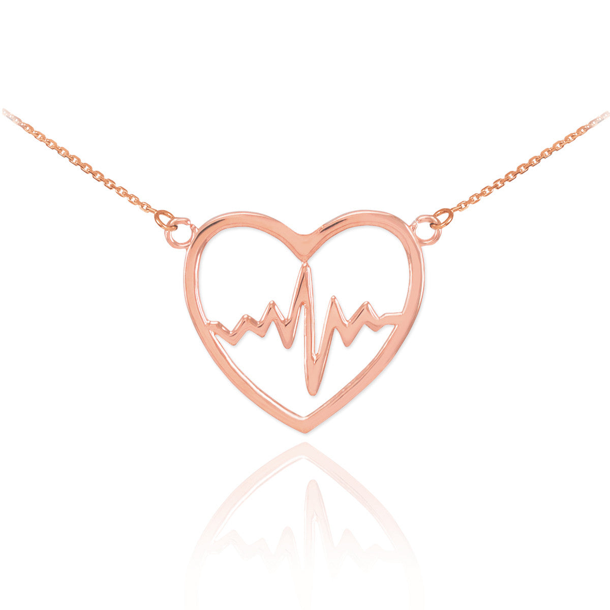 14K Gold Heartbeat Pulse EKG Pendant Necklace, view 2