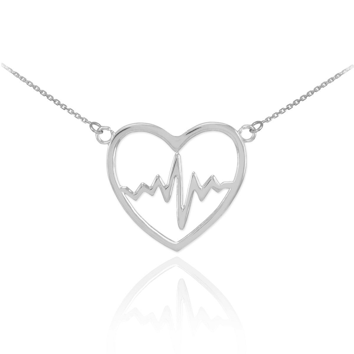 14K Gold Heartbeat Pulse EKG Pendant Necklace, view 3