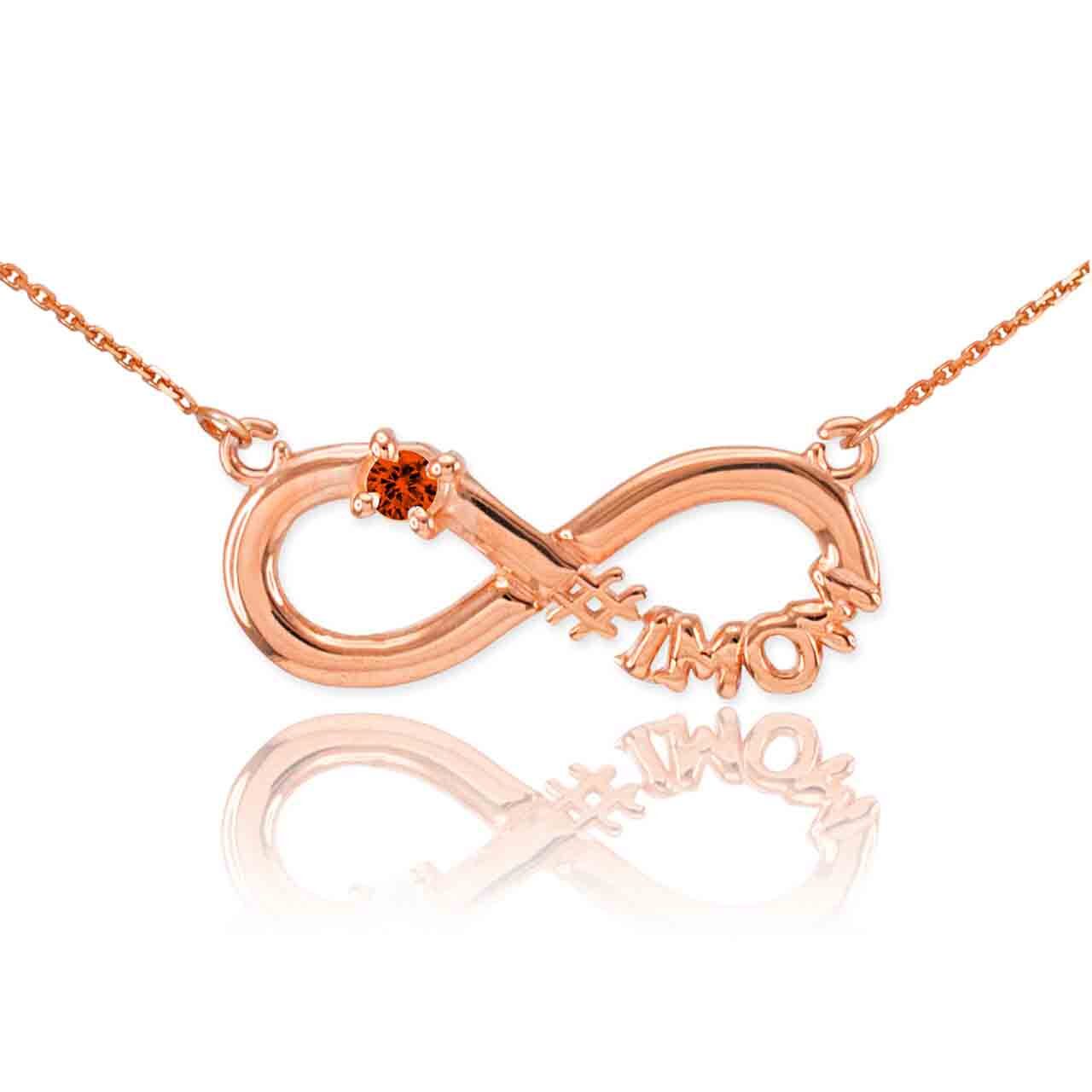 14K Gold Infinity #1MOM CZ Birthstone Necklace, view 6