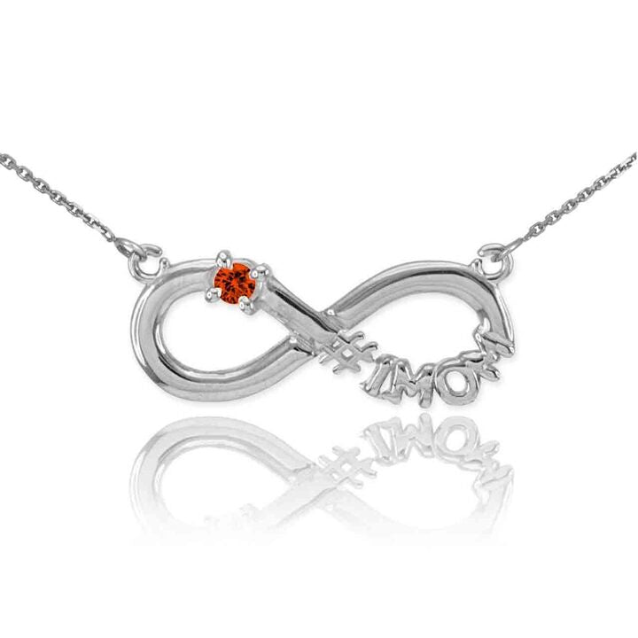 14K Gold Infinity #1MOM CZ Birthstone Necklace, view 7