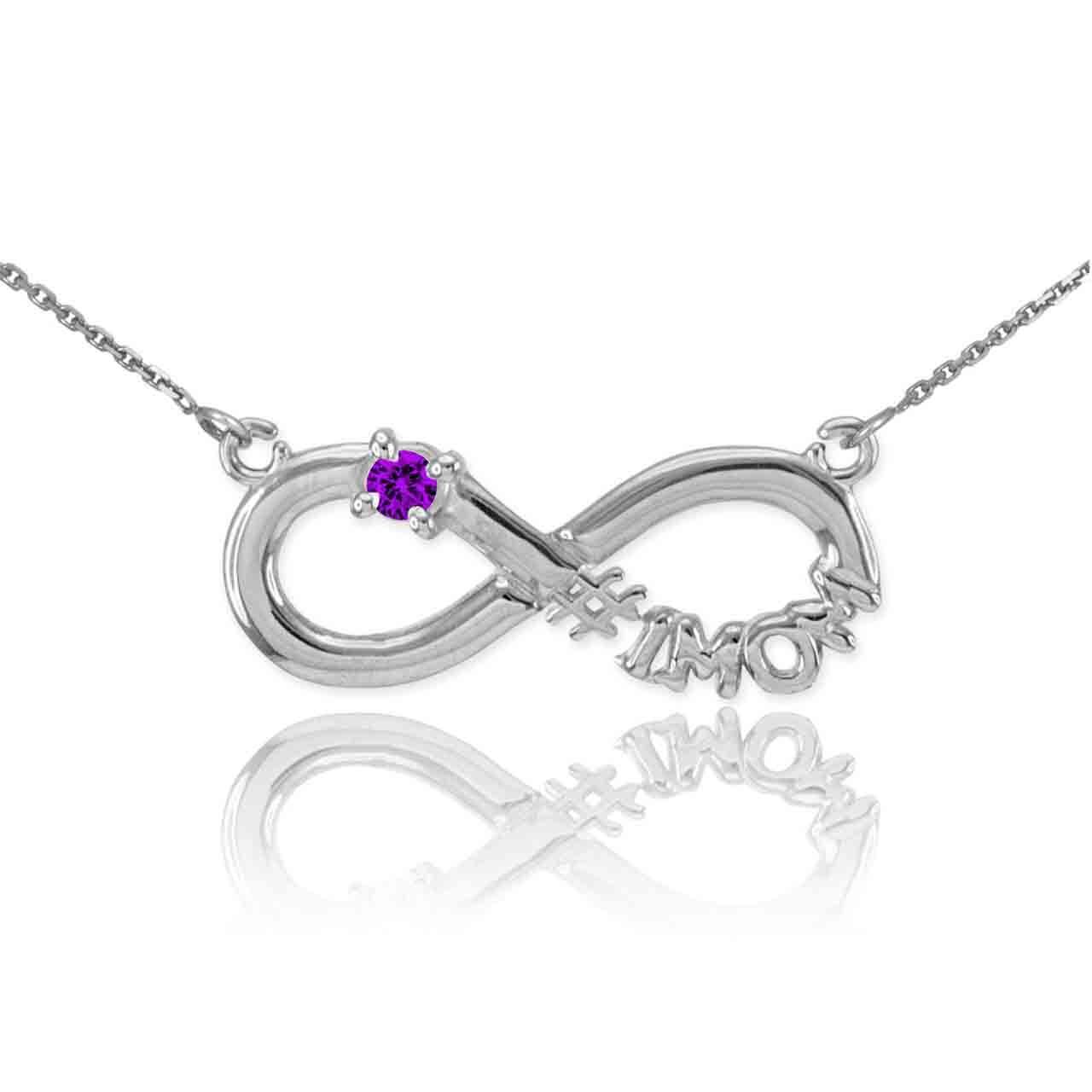 14K Gold Infinity #1MOM CZ Birthstone Necklace, view 10